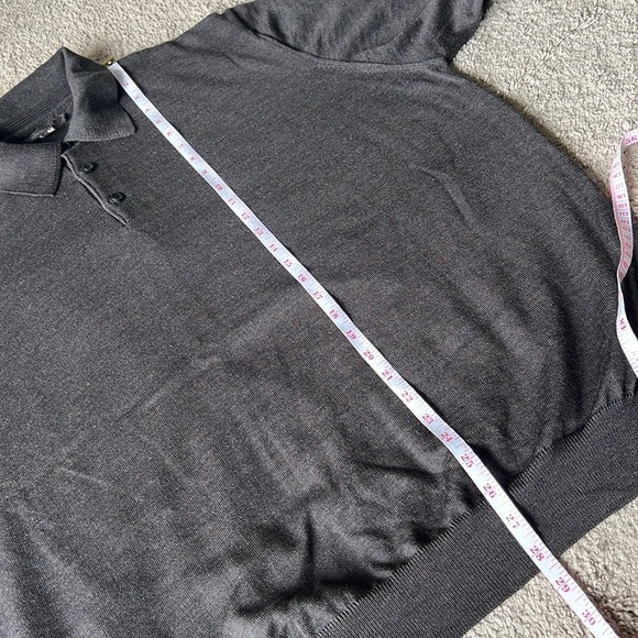 Two Merino Wool Henley Collared Sweaters Nordstrom and Barney’s Brown and Navy - Picture 8 of 10